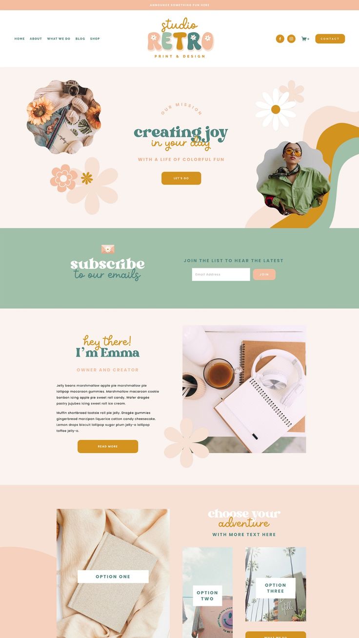 Retro Website Design Template for Squarespace